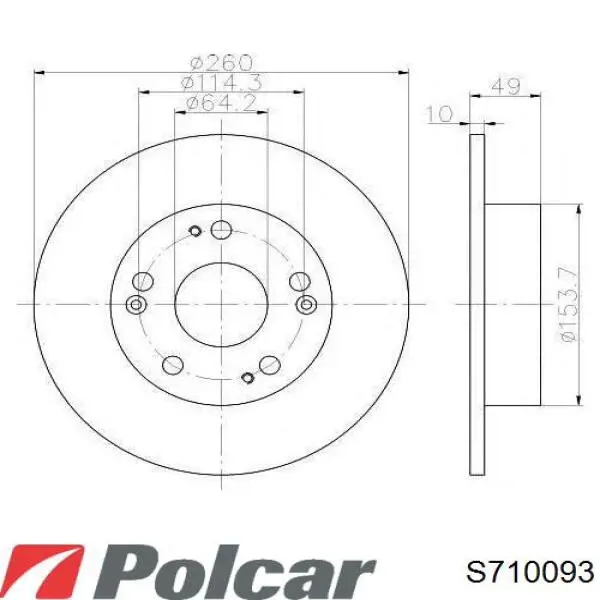 Тормоз дисковый передний Polcar S710093 цена, от 46.84 USD