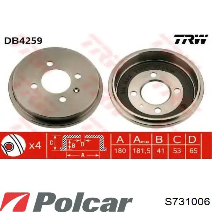 Тормозной барабан S731006 Polcar