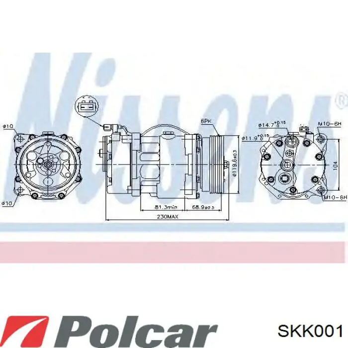 Диск муфты компрессора кондиционера SKK001 Polcar