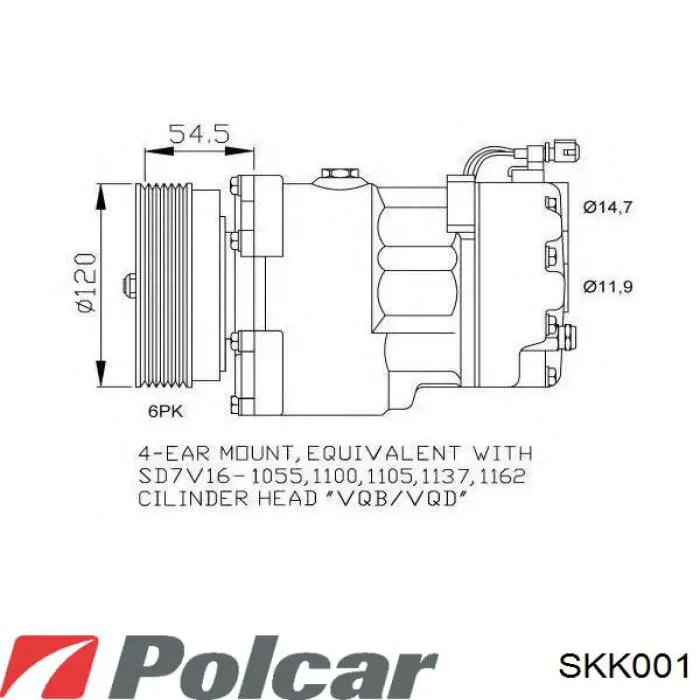 Диск муфты компрессора кондиционера SKK001 Polcar