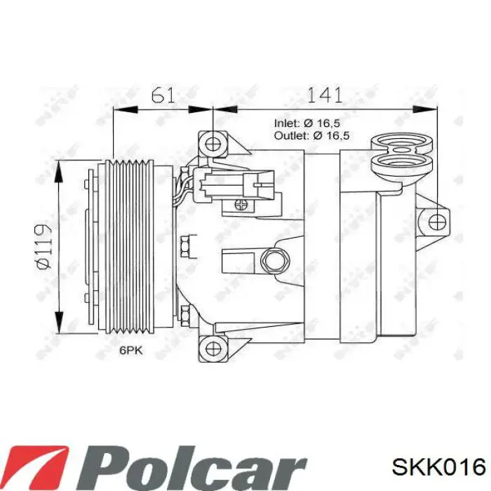 Компрессор кондиционера SKK016 Polcar
