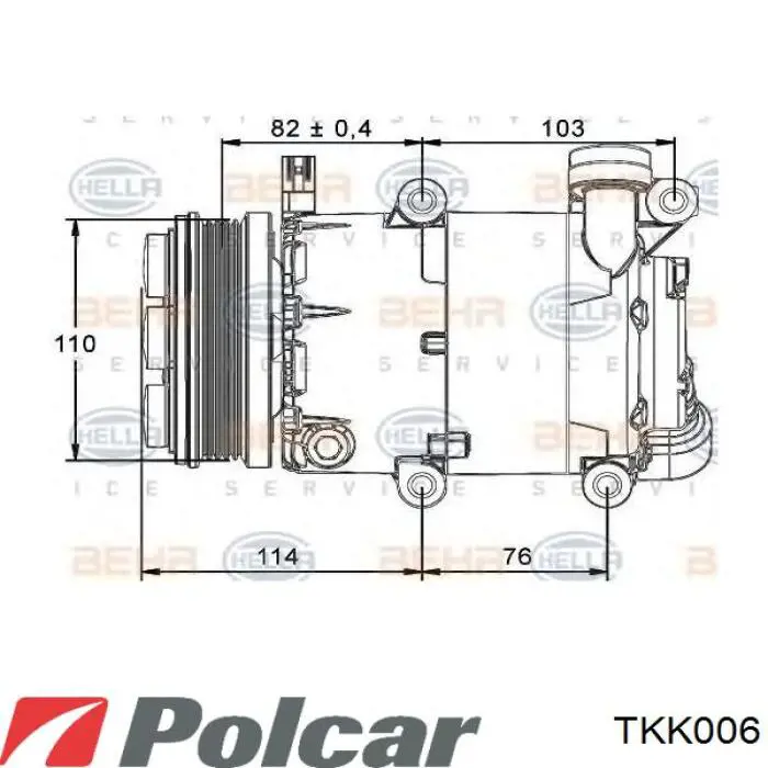 Компрессор кондиционера TKK006 Polcar