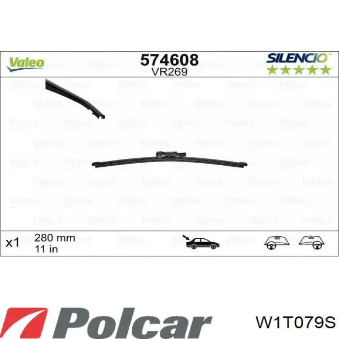Купить W1T079S Polcar Дворник стеклоочистителя задний