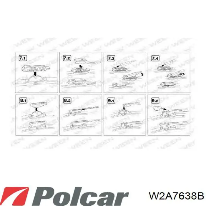 W2A7638B Polcar Щетка-дворник лобового стекла, водительская