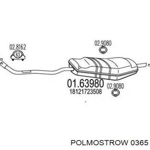 Глушитель, центральная часть Polmostrow 0365 цена, от 42.06 USD