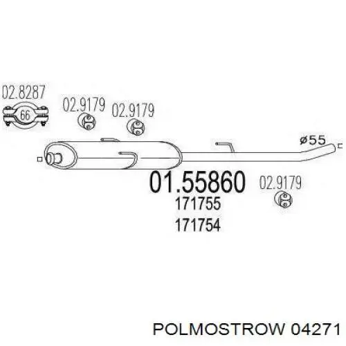 Глушитель, центральная часть Polmostrow 04271 цена, от 33.22 USD