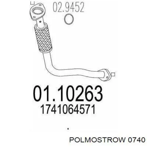 Патрубок глушителя от средней до задней части Polmostrow 0741 цена, от 55.73 USD