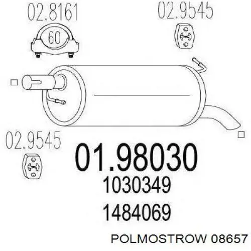 Выхлоп задний Polmostrow 08657 цена, от 46.76 USD