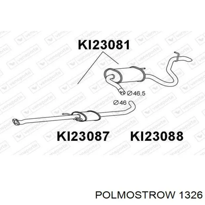 1326 Polmostrow глушитель, центральная и задняя часть