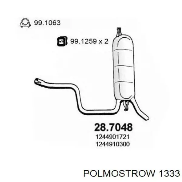 1333 Polmostrow silenciador, parte traseira