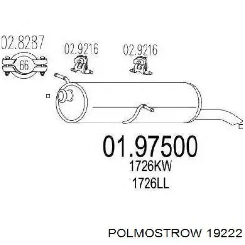 19.222 Polmostrow silenciador, parte traseira