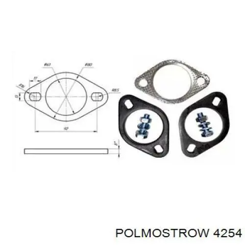 4254 Polmostrow Труба выхлопная от катализатора
