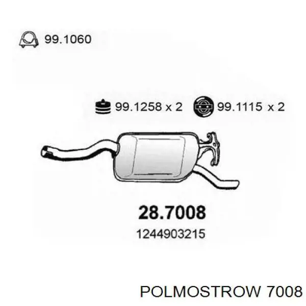 Глушитель задний 7008 Polmostrow