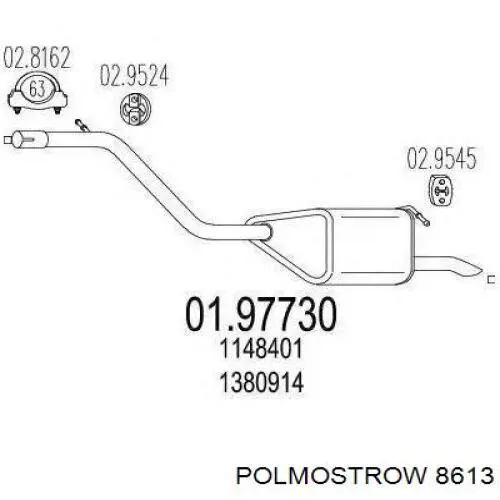 Глушитель, центральная часть 8613 Polmostrow