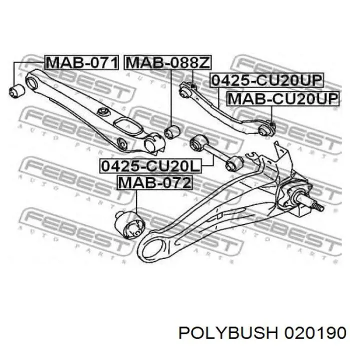 Купить 020190 Polybush Сайлентблок цапфы задней