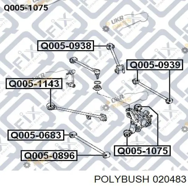 Сайлентблок заднего нижнего рычага 020483 Polybush