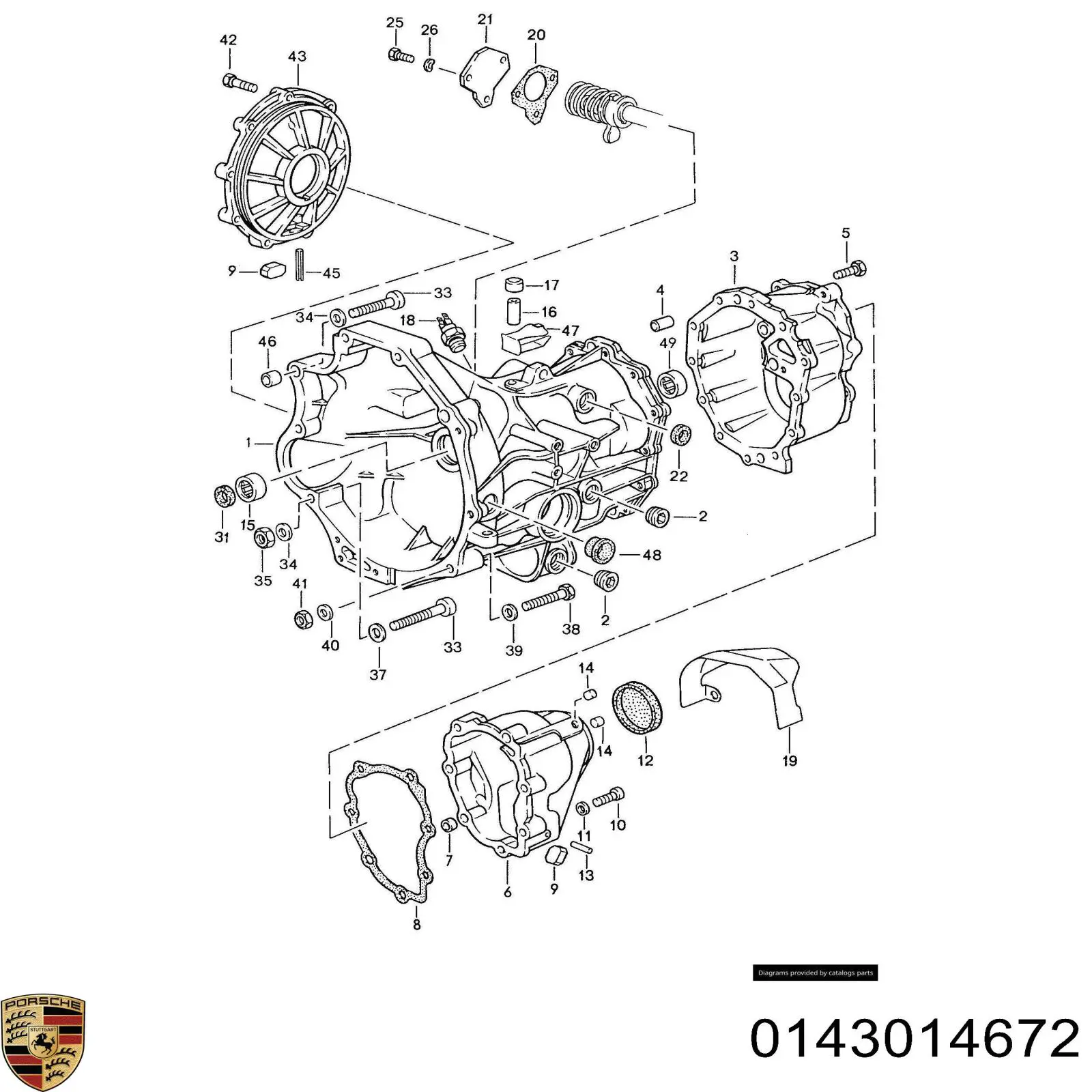 Крышка коробки передач задняя 0143014672 Porsche