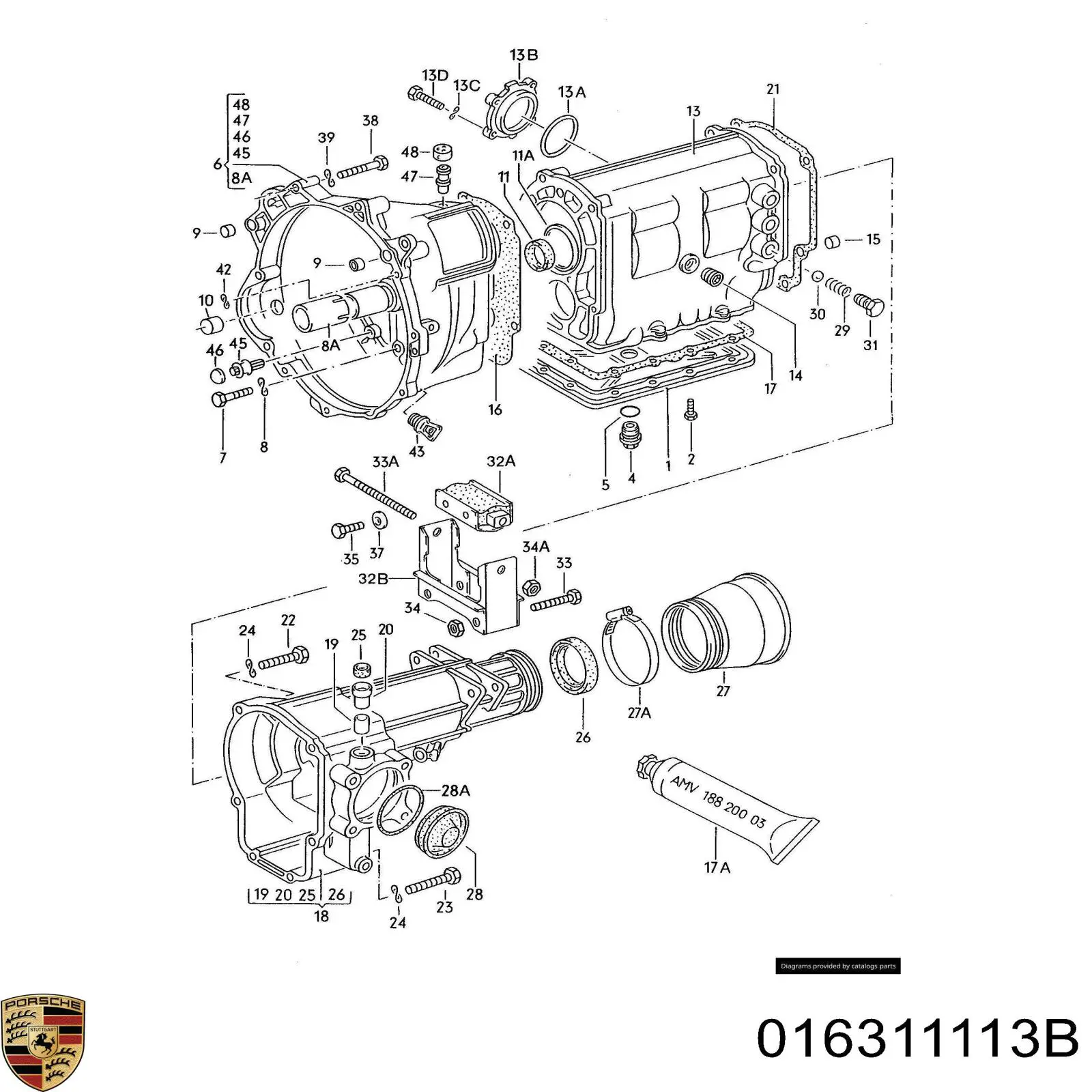 Купить 016311113B Porsche Сальник АКПП/КПП (входного/первичного вала)