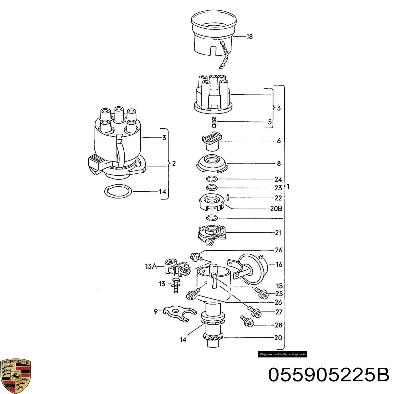 055905225B Porsche бегунок (ротор распределителя зажигания, трамблера)