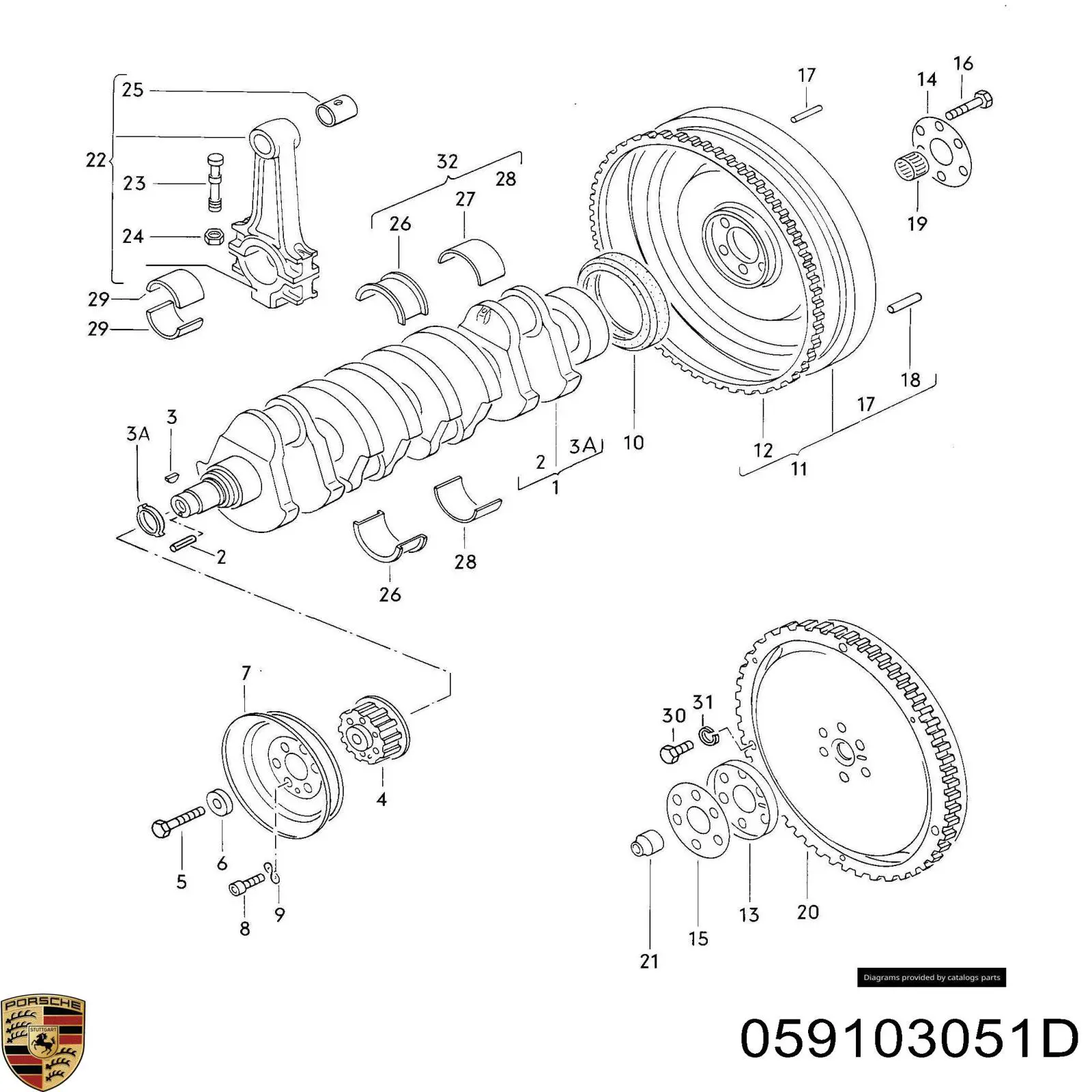 059103051D Porsche Сальник коленвала двигателя, задний