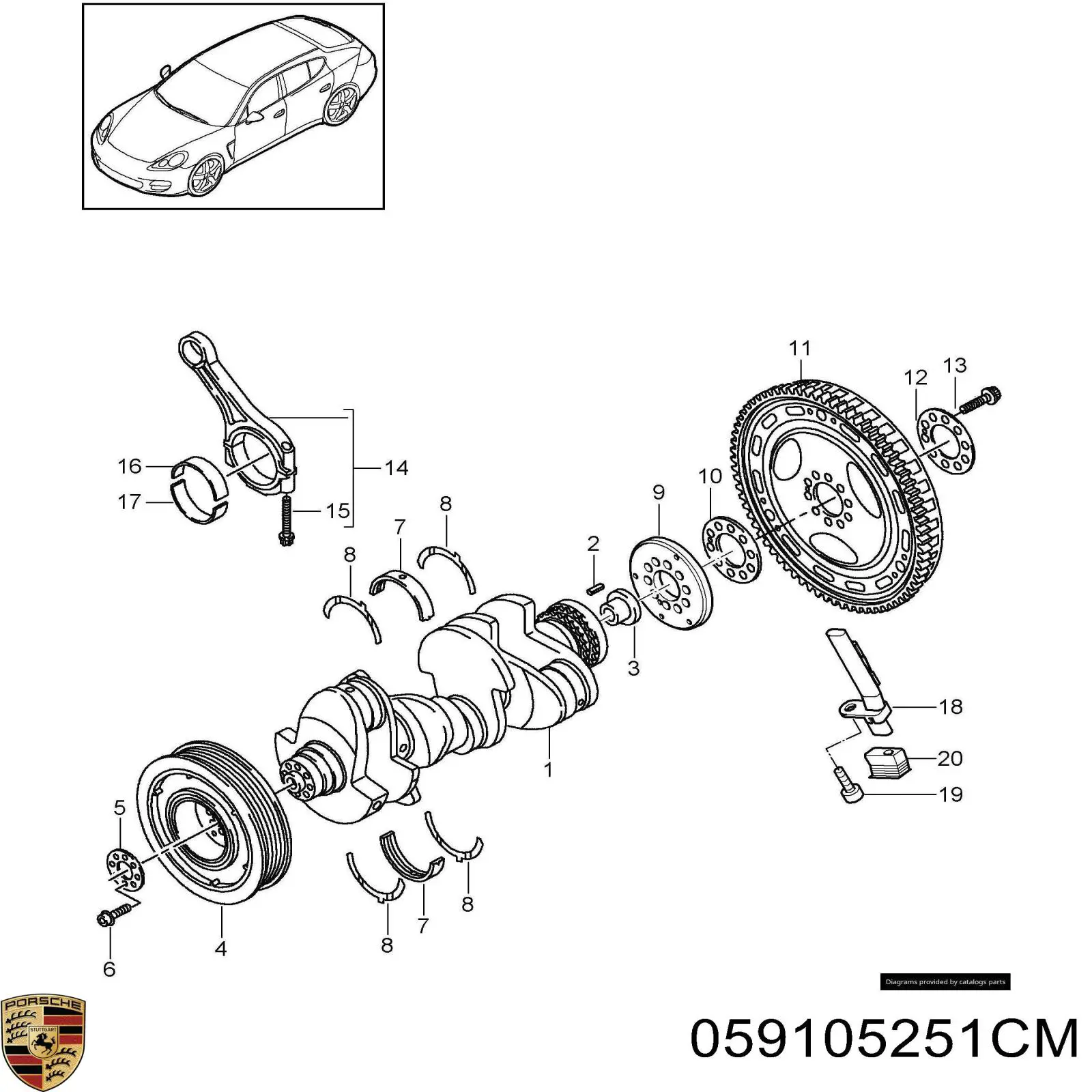 059105251CM Porsche polia de cambota