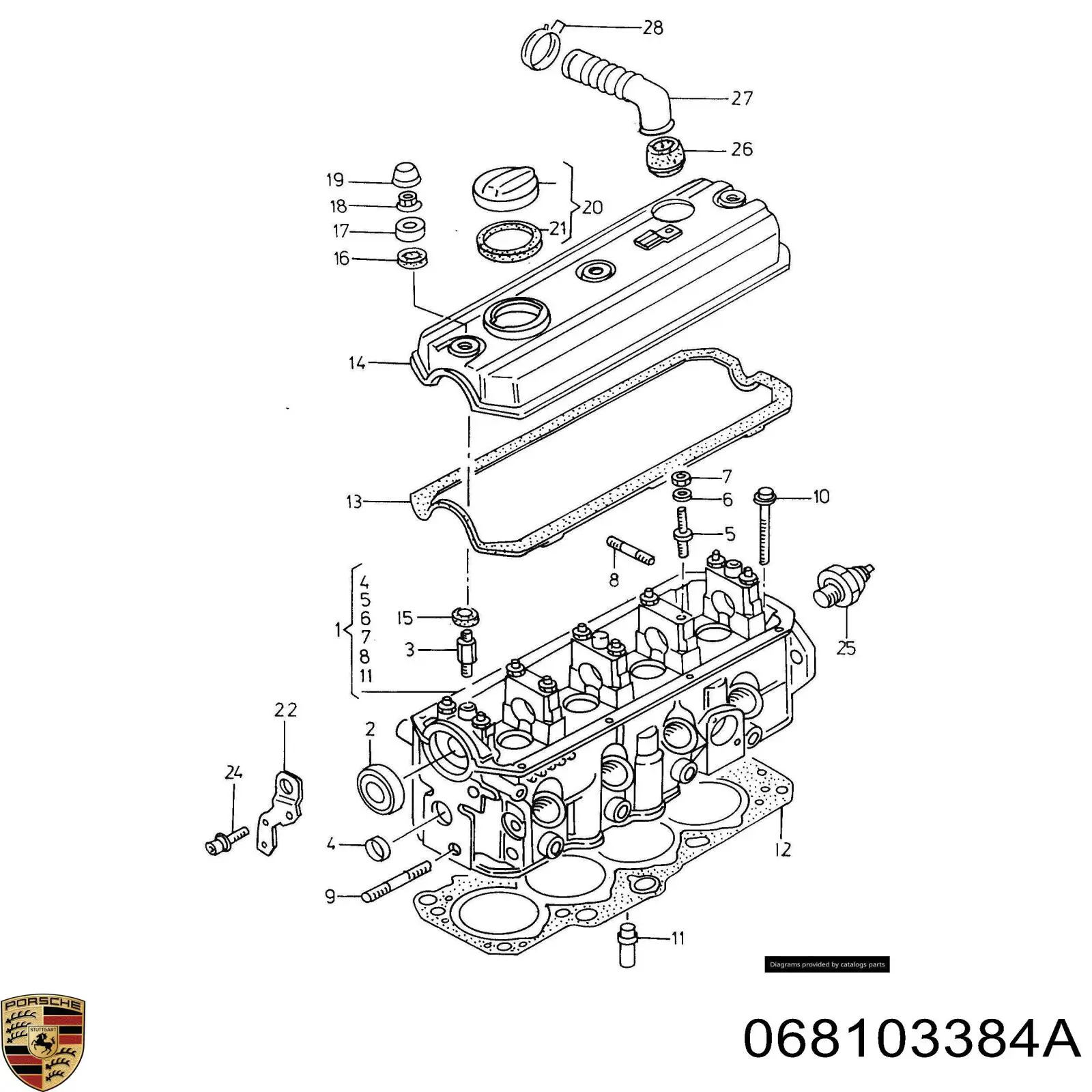 Болт ГБЦ 068103384A Porsche