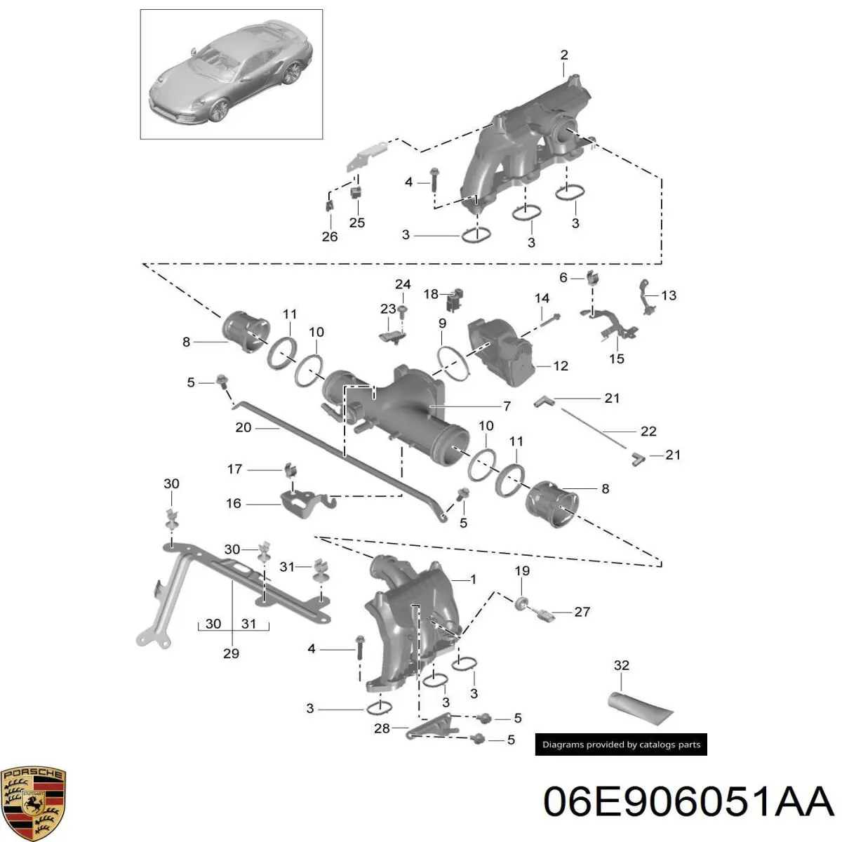 Датчик давления нагнетания воздуха Porsche 06E906051AA цена, от 12.85 USD
