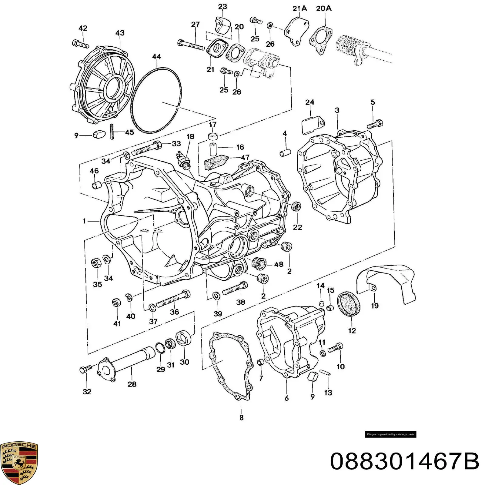 Крышка коробки передач задняя 088301467B Porsche