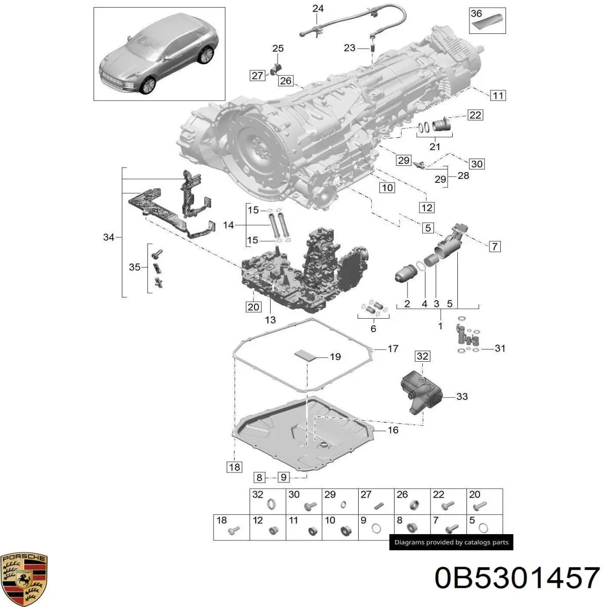 Сальник штока переключения коробки передач 0B5301457 Porsche