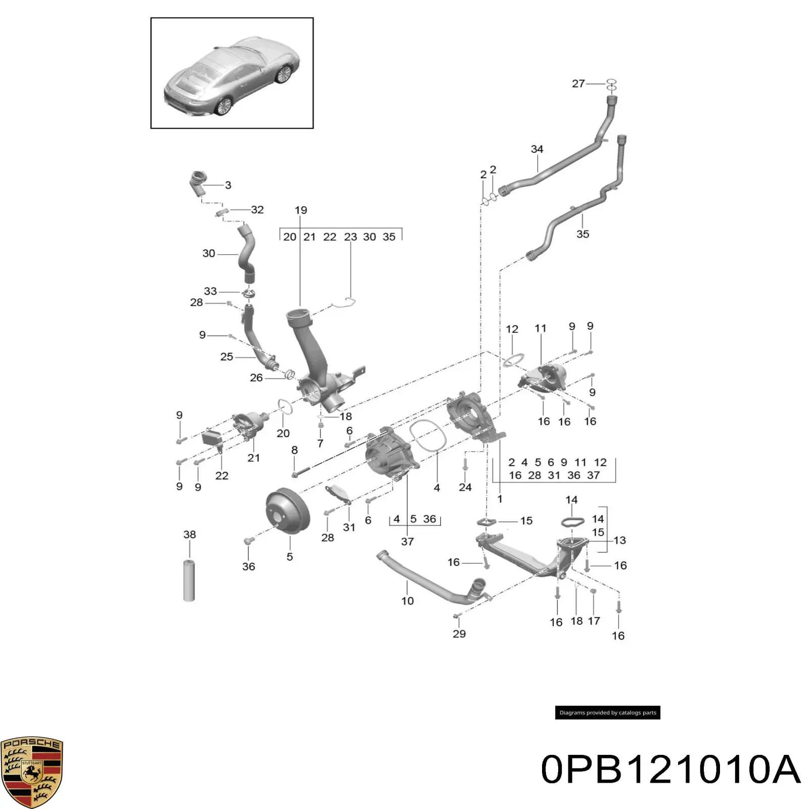 Купить 0PB121010A Porsche Насос охлаждения