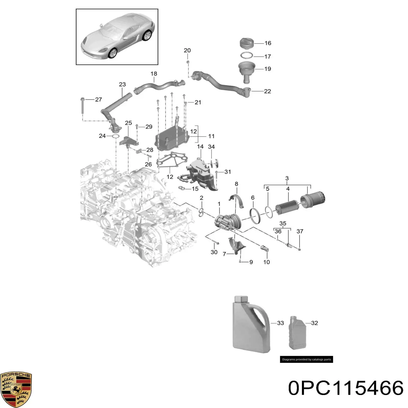 0PC115466 Porsche filtro de óleo