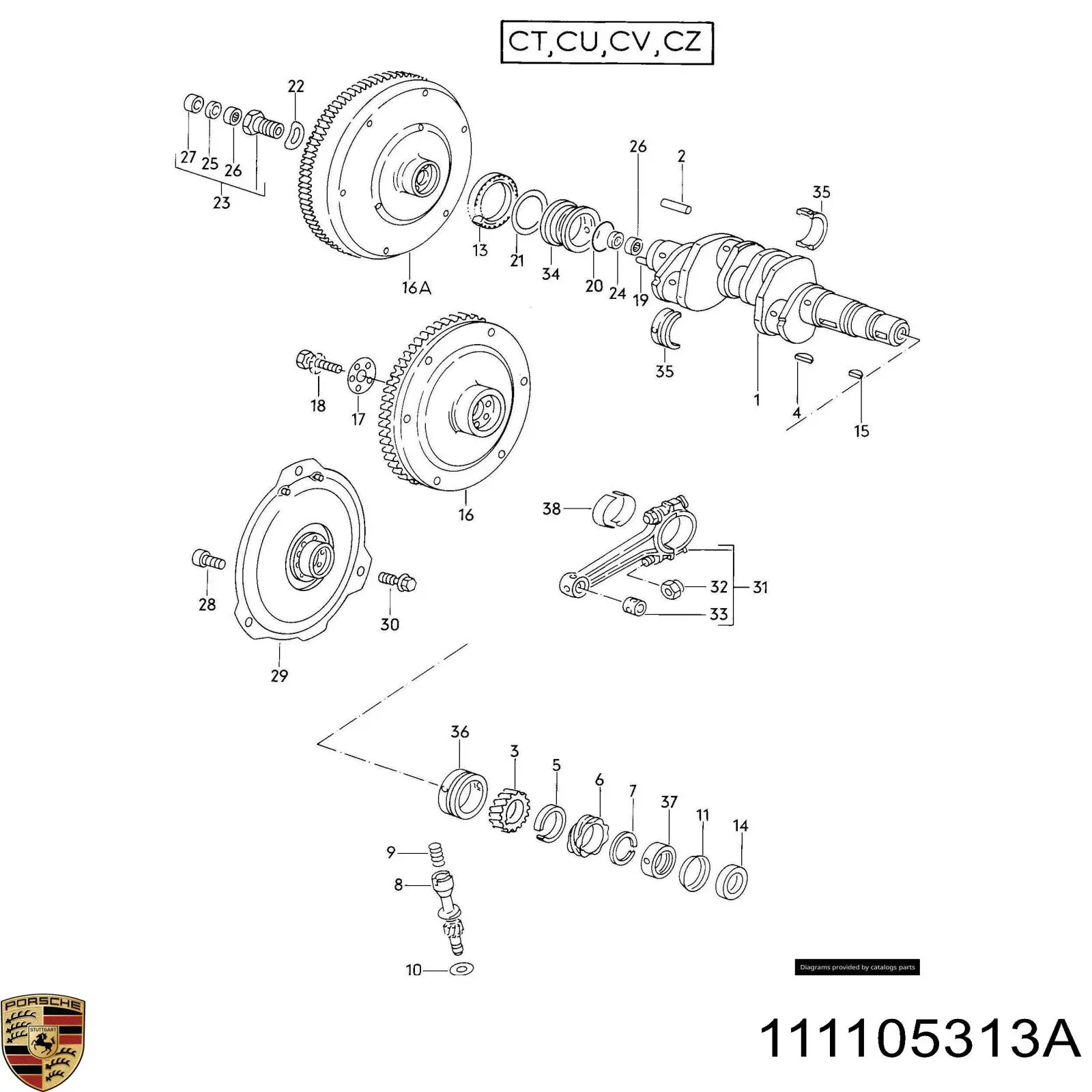 111105313A Porsche Опорный подшипник первичного вала КПП (центрирующий подшипник маховика)