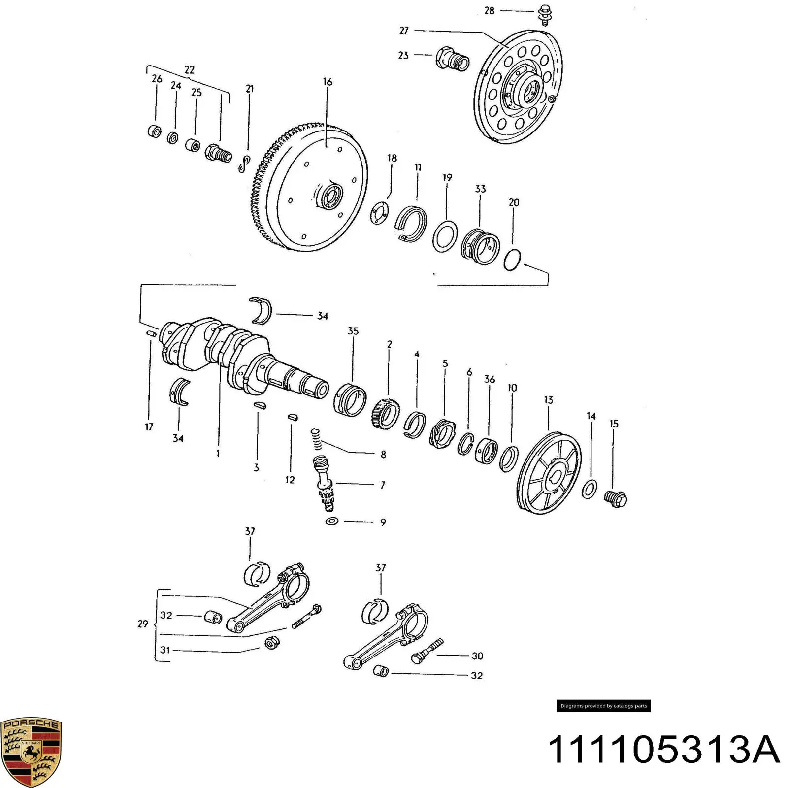 Купить 111105313A Porsche Опорный подшипник первичного вала КПП (центрирующий подшипник маховика)