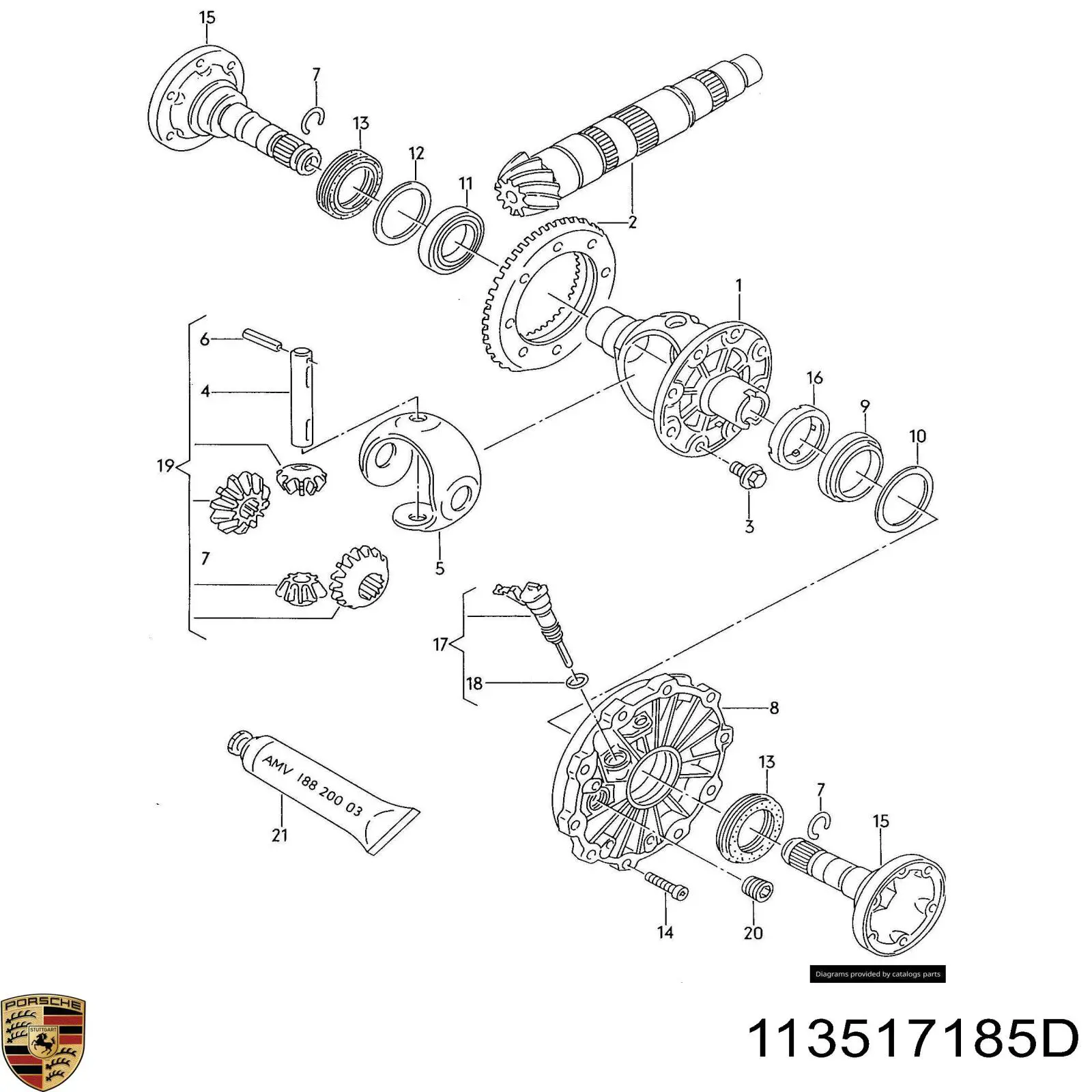 Подшипник ступицы передней внутренний 113517185D Porsche