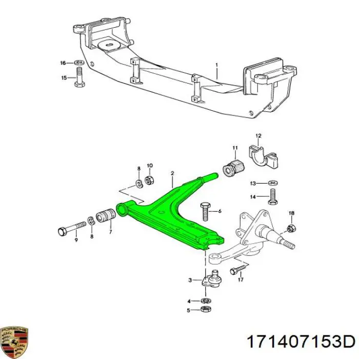 Рычаг передней подвески нижний левый/правый 171407153D Porsche