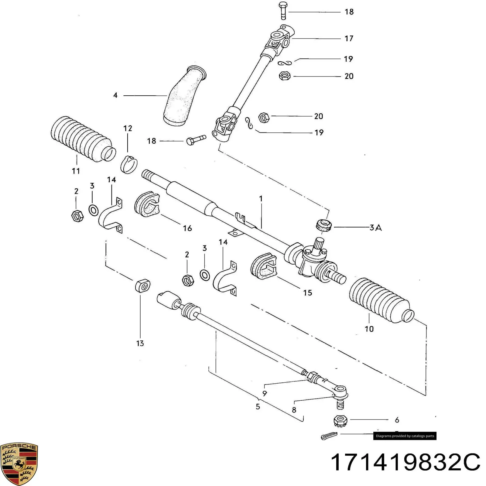 171419832C Porsche Пыльник рулевого механизма/рейки, правый