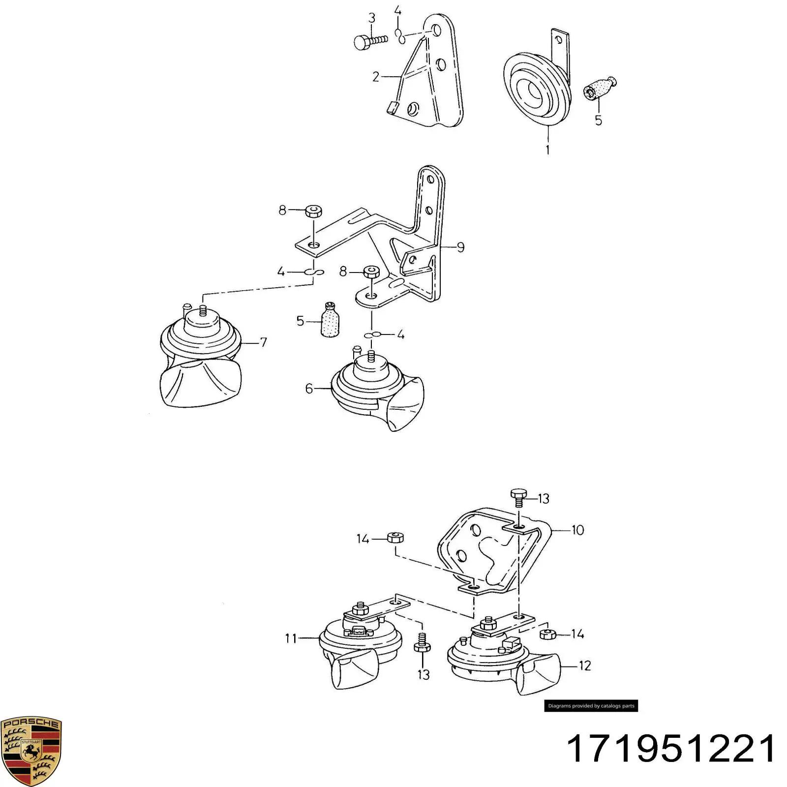 Купить 171951221 Porsche Сигнал звуковой (клаксон)