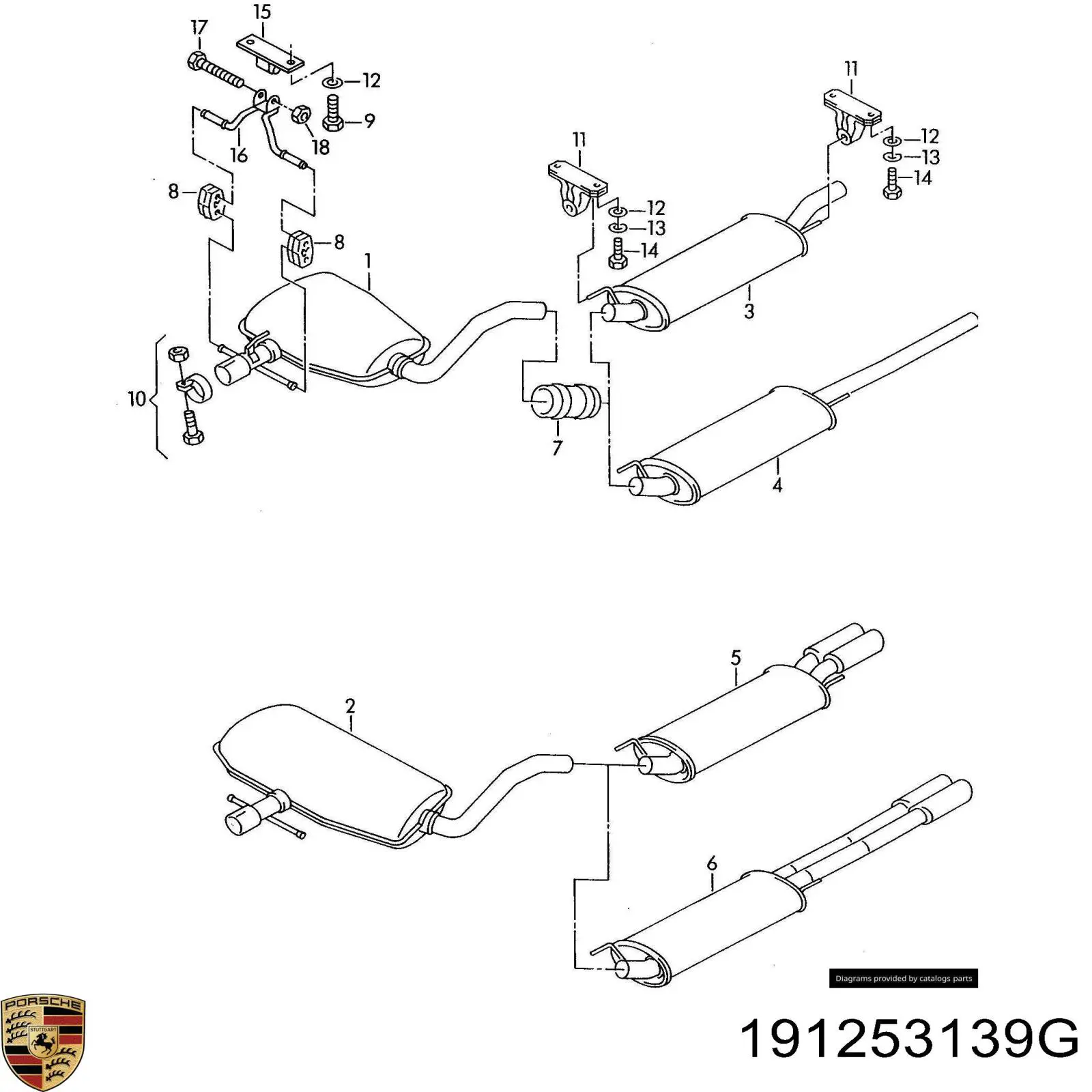 191253139G Porsche Соединитель выхлопной передний