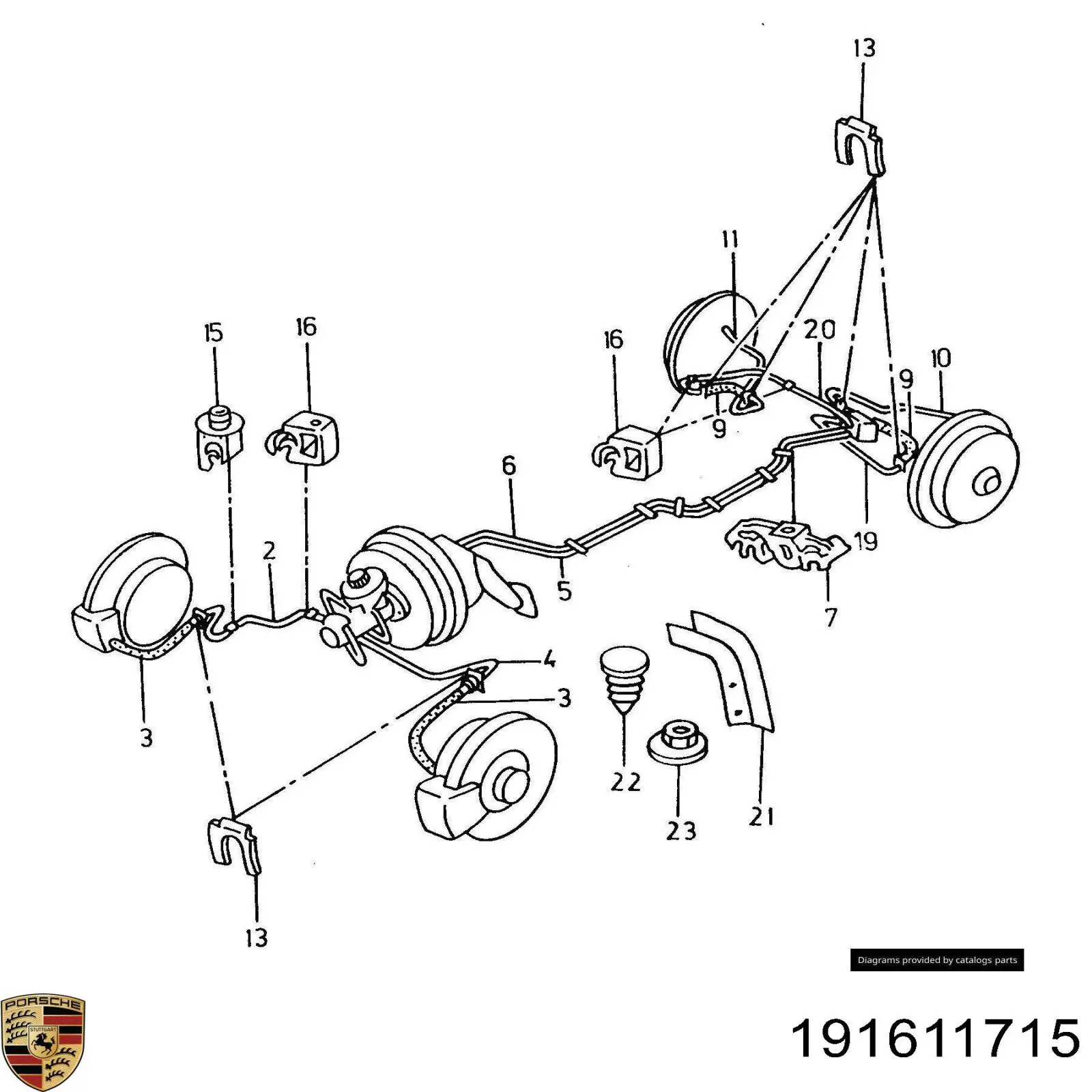 191611715 Porsche скоба крепления тормозного шланга