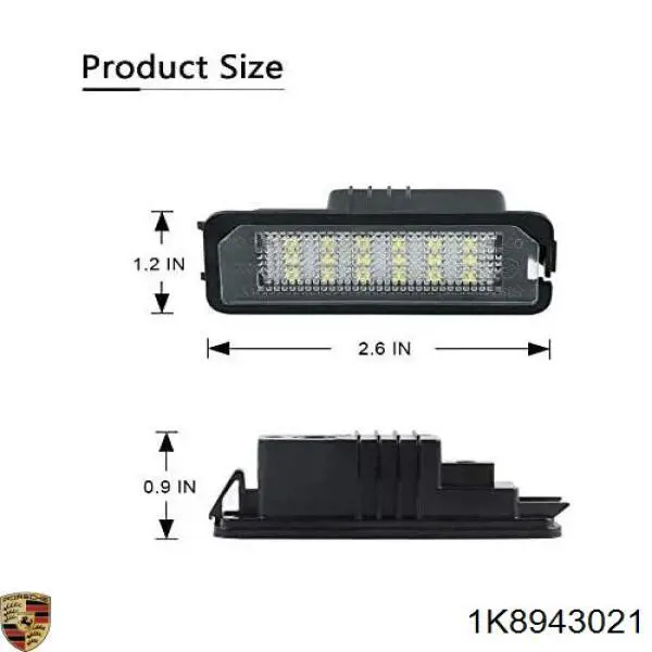 1K8943021 Porsche lanterna da luz de fundo de matrícula traseira