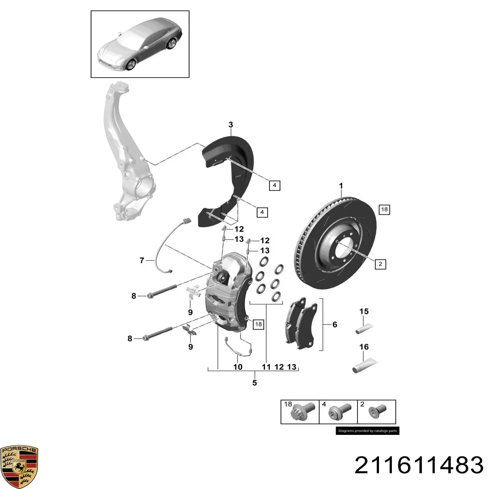 Купить 211611483 Porsche Ремкомплект переднего суппорта