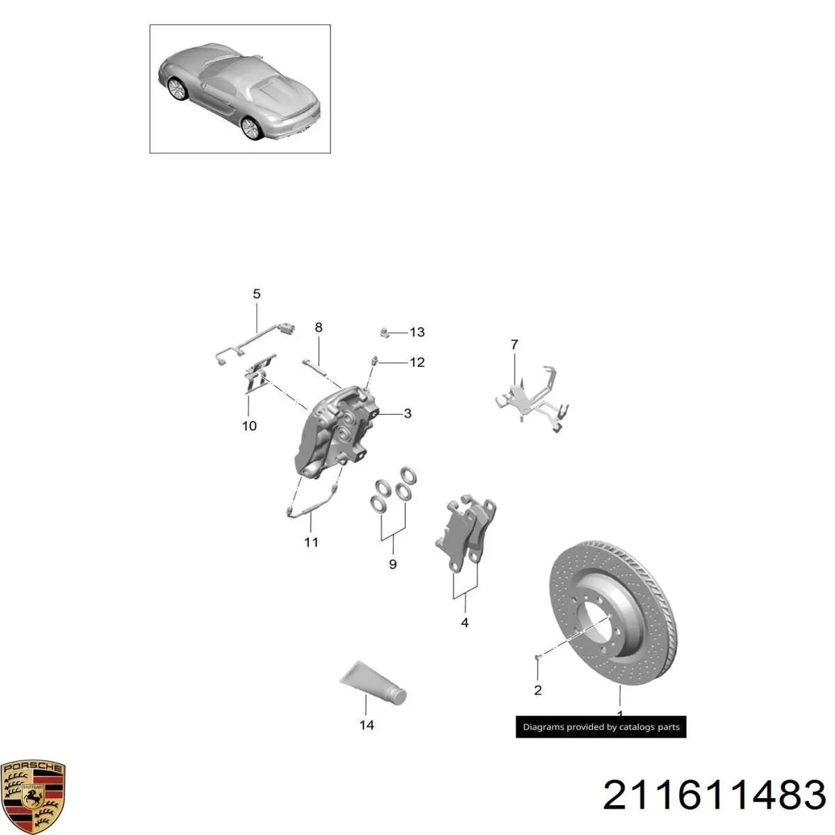 Ремкомплект переднего суппорта 211611483 Porsche