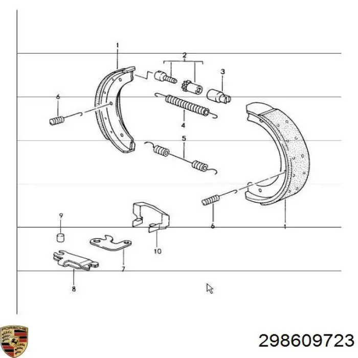 Механизм подвода (самоподвода) барабанных колодок/разводной ремкомплект Porsche 298609723