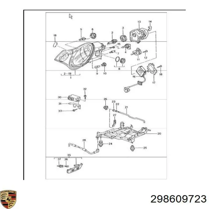 298609723 Porsche Механизм подвода (самоподвода) барабанных колодок (разводной ремкомплект)