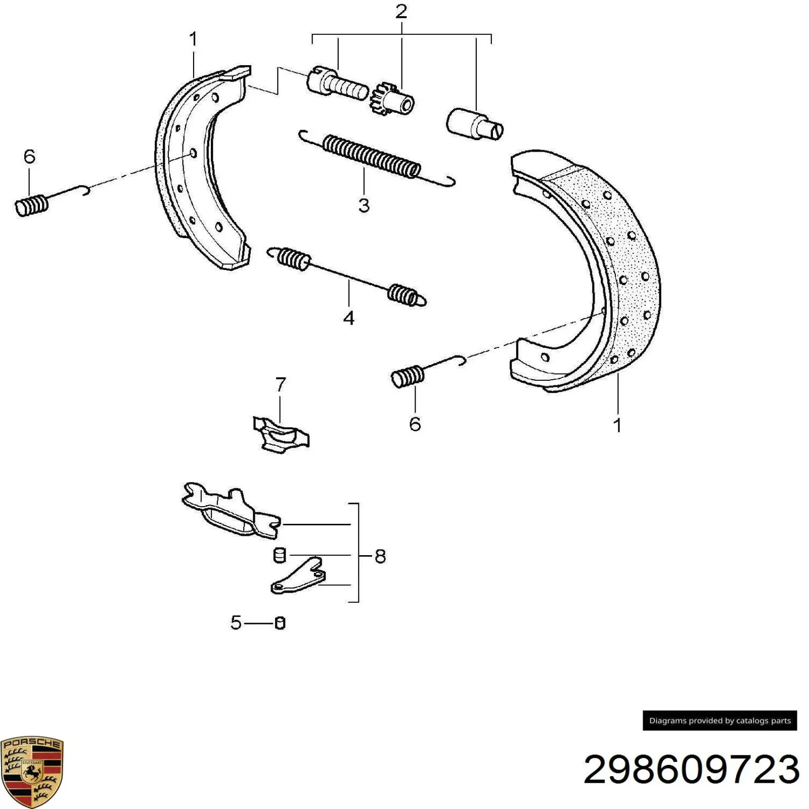 298609723 Porsche mecanismo de aproximação (de auto-aproximação das sapatas de tambor (kit de reparação levadiça))
