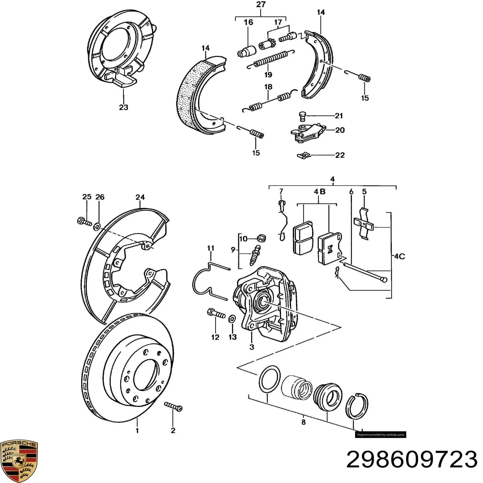 Механизм подвода (самоподвода) барабанных колодок (разводной ремкомплект) Porsche 298609723 цена, от 9.89 USD