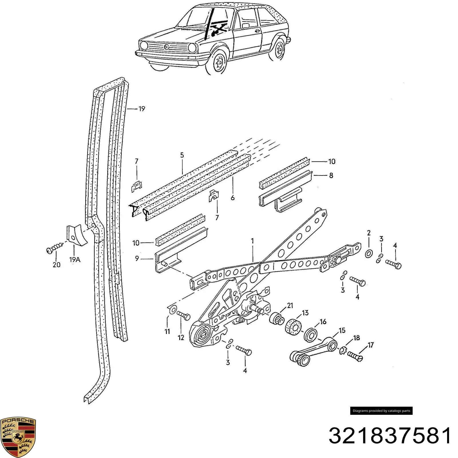 Купить 321837581 Porsche Ручка подъема стекла двери передней