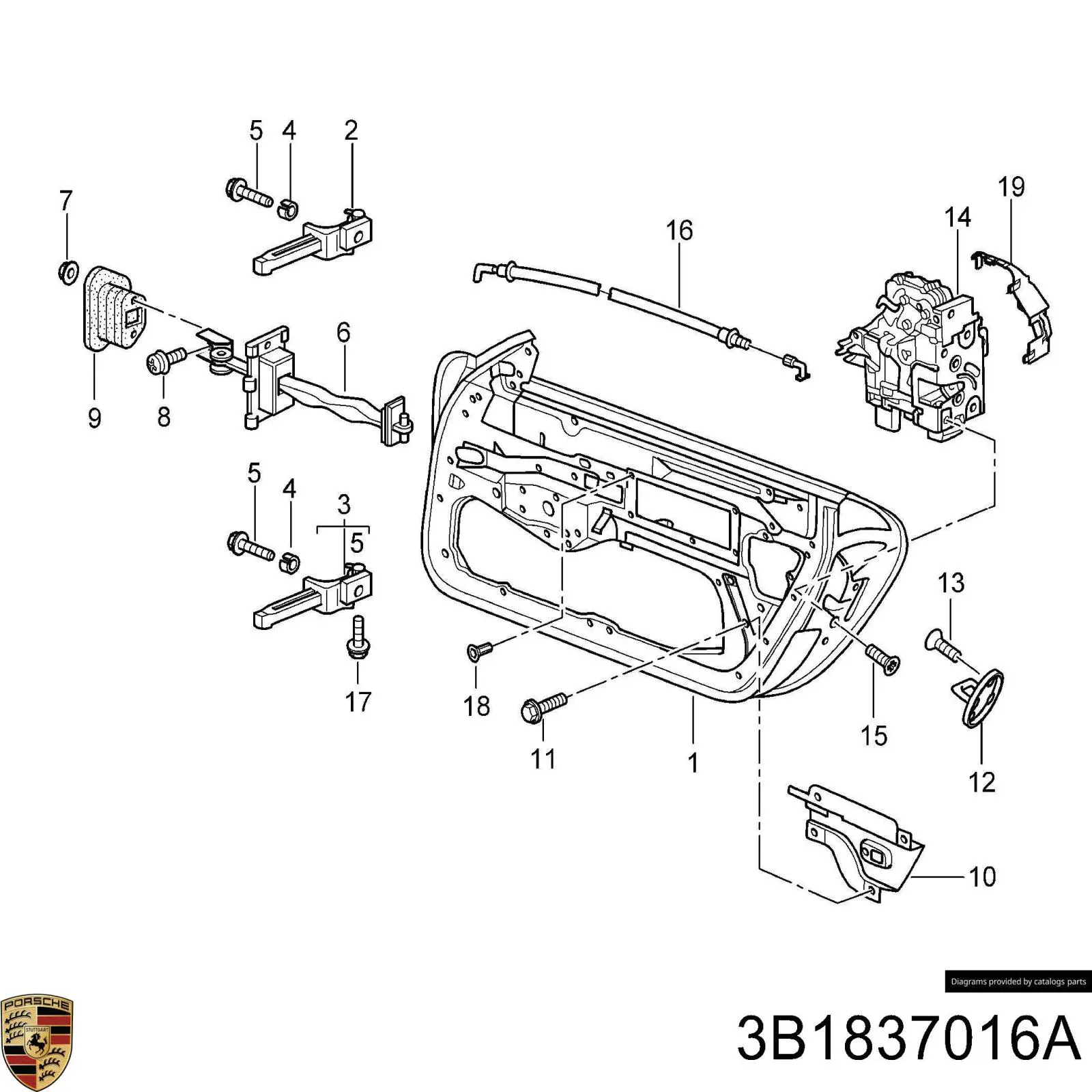 Дверной замок передний правый Porsche 3B1837016A цена, от 21.49 USD
