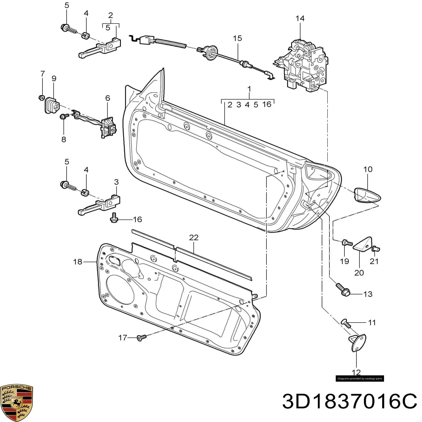 Дверной замок передний правый Porsche 3D1837016C цена, от 29.96 USD