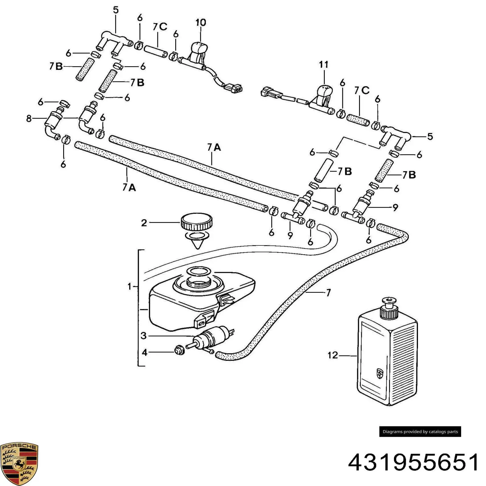 431955651 Porsche насос-мотор омывателя стекла переднего